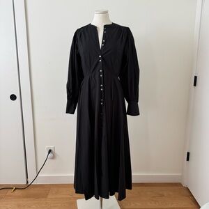 Doen Edessa Black Shirt Dress Cotton Poplin M